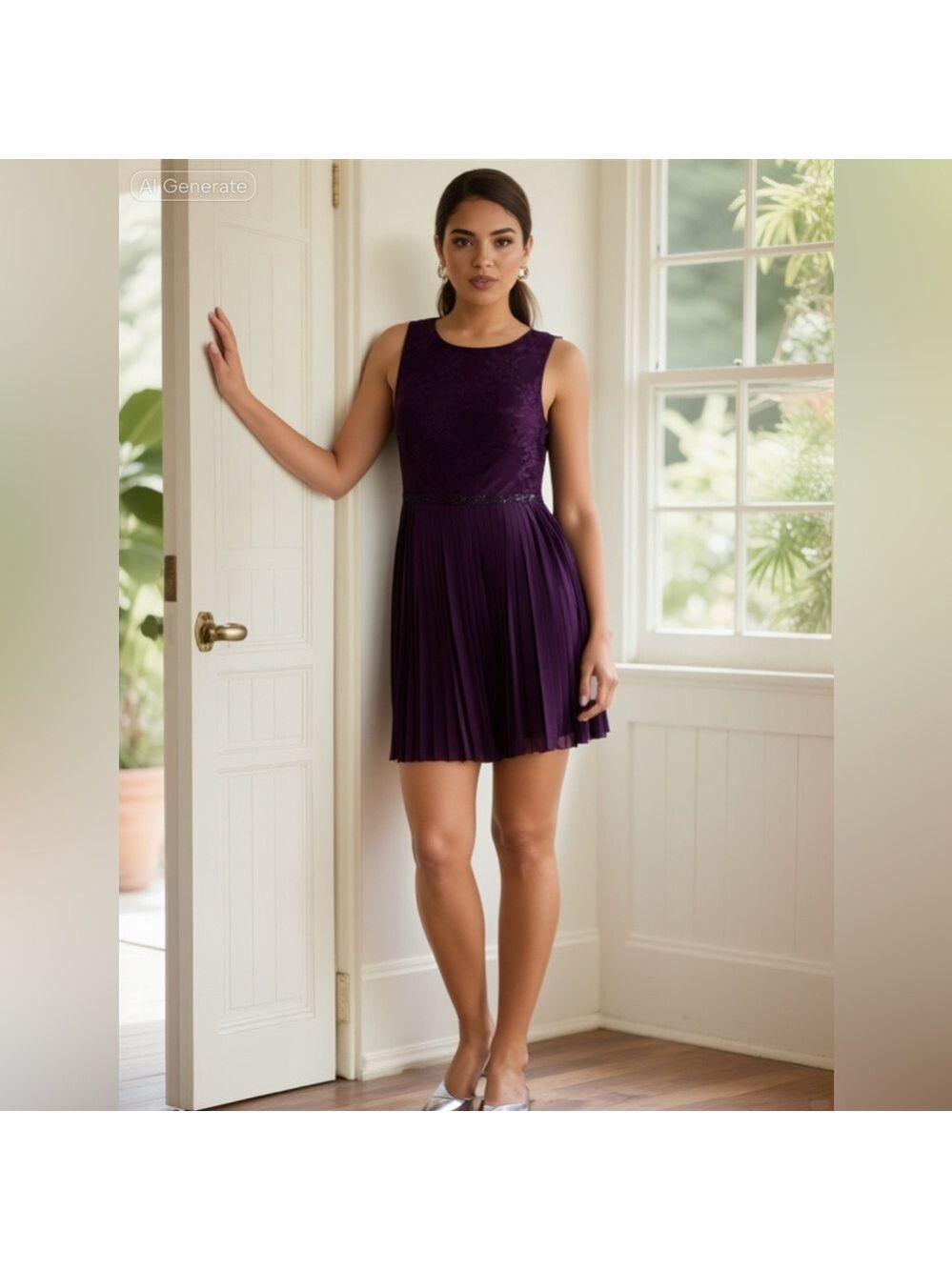 Speechless Lace Pleated Mini Dress in Rich Purple size 7 juniors - Picture 12 of 12